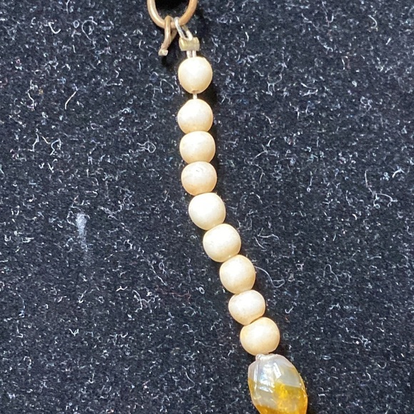 Glass Beaded necklace Swirl Striped tan & cream beads jewelry - Picture 13 of 16